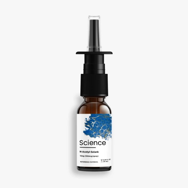 BIo-Science135 N-Acetyl-Selank spray solution in amber glass spray bottle for US and European laboratory anxiety research, cognitive enhancement, and GABA modulation studies