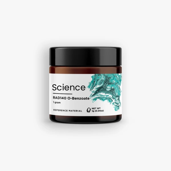 BIo-Science142 RAD140 (Testolone) Solution 300mg (10mg/mL) in analytical-grade amber glass bottle for US and European laboratory research on selective androgen receptor modulator (SARM) and muscle growth pathways