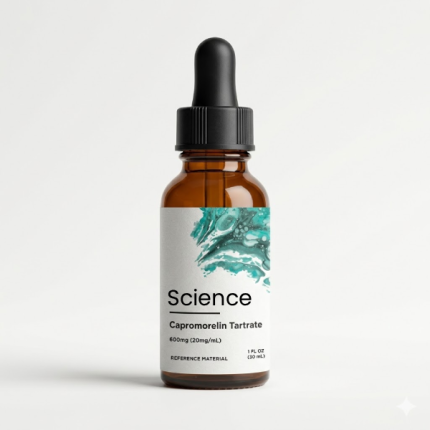 Capromorelin Tartrate Solution 600mg (20mg/mL) in analytical-grade vial for US and European laboratory research on growth hormone secretagogue receptor (GHSR) and ghrelin mimetic pathways Capromorelin Tartrate Solution 600mg (20mg/mL) in analytical-grade vial for US and European laboratory research on growth hormone secretagogue receptor (GHSR) and ghrelin mimetic pathways