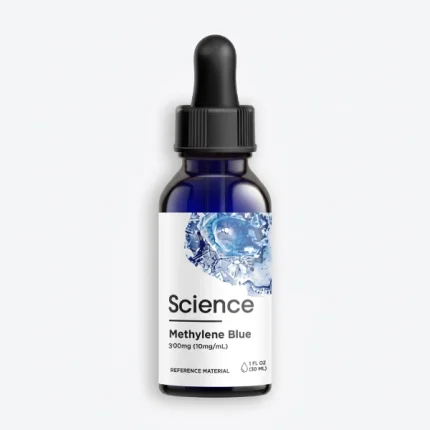 Methylene Blue 300mg (10mg/mL) bioactive solution in UV-resistant glass bottle with graduated pipette for US and European laboratory mitochondrial research, redox studies, and neuroprotective applications