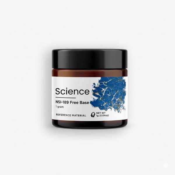 NSI-189-Free-Base-Powder-1g NSI-189 Free Base 1g white crystalline nootropic powder in sealed glass jar for US and European laboratory neurogenesis, antidepressant, and cognitive enhancement studies