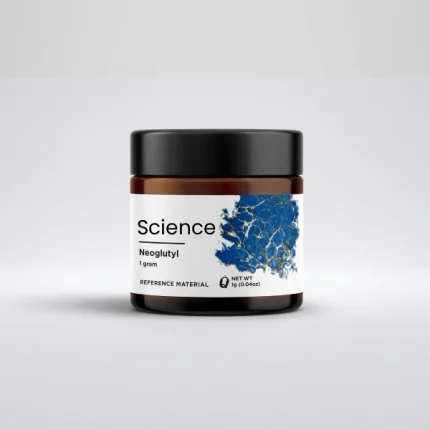 Nooglutyl 1g white crystalline nootropic powder in sealed glass jar for US and European laboratory memory enhancement, amnesia treatment, and neuroprotection studies