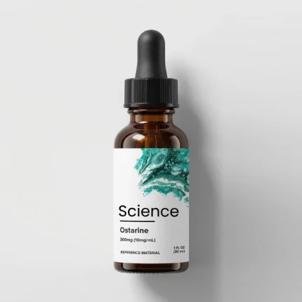 Ostarine (MK-2866) Solution 900mg (30mg/mL) in analytical-grade amber glass bottle for US and European laboratory research on selective androgen receptor modulator (SARM) and muscle growth pathways