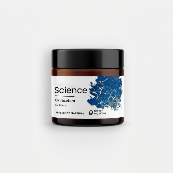Oxiracetam-Powder-50g (1) Oxiracetam Powder 50g in analytical-grade PET jar for US and European laboratory research on AMPA receptor agonist nootropic and cognitive enhancement pathways