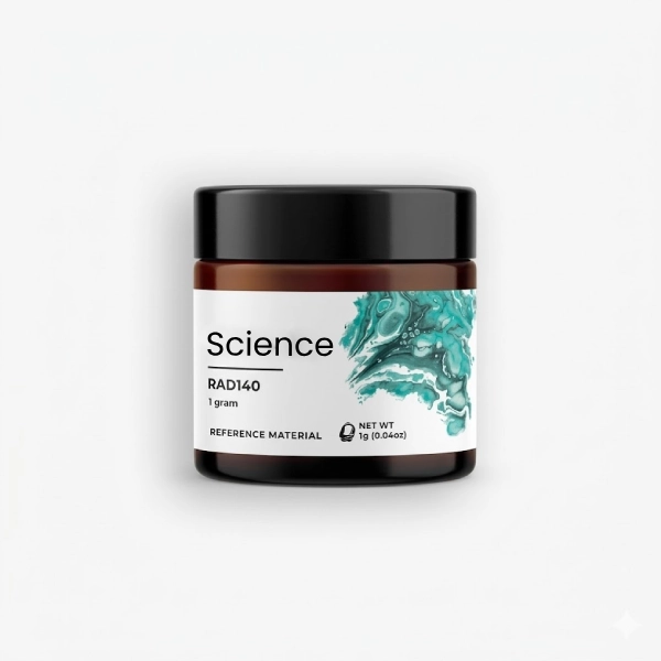 RAD140-Testolone-Powder-1g RAD140 (Testolone) Powder 1g in analytical-grade PET jar for US and European laboratory research on selective androgen receptor modulator (SARM) and muscle growth pathways