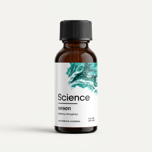 SR9011-Solution-600mg-20mg_mL SR9011 solution 600mg (20mg/mL) in laboratory vial, high-purity second-generation Rev-erbα/β agonist for US and European circadian rhythm and metabolic research